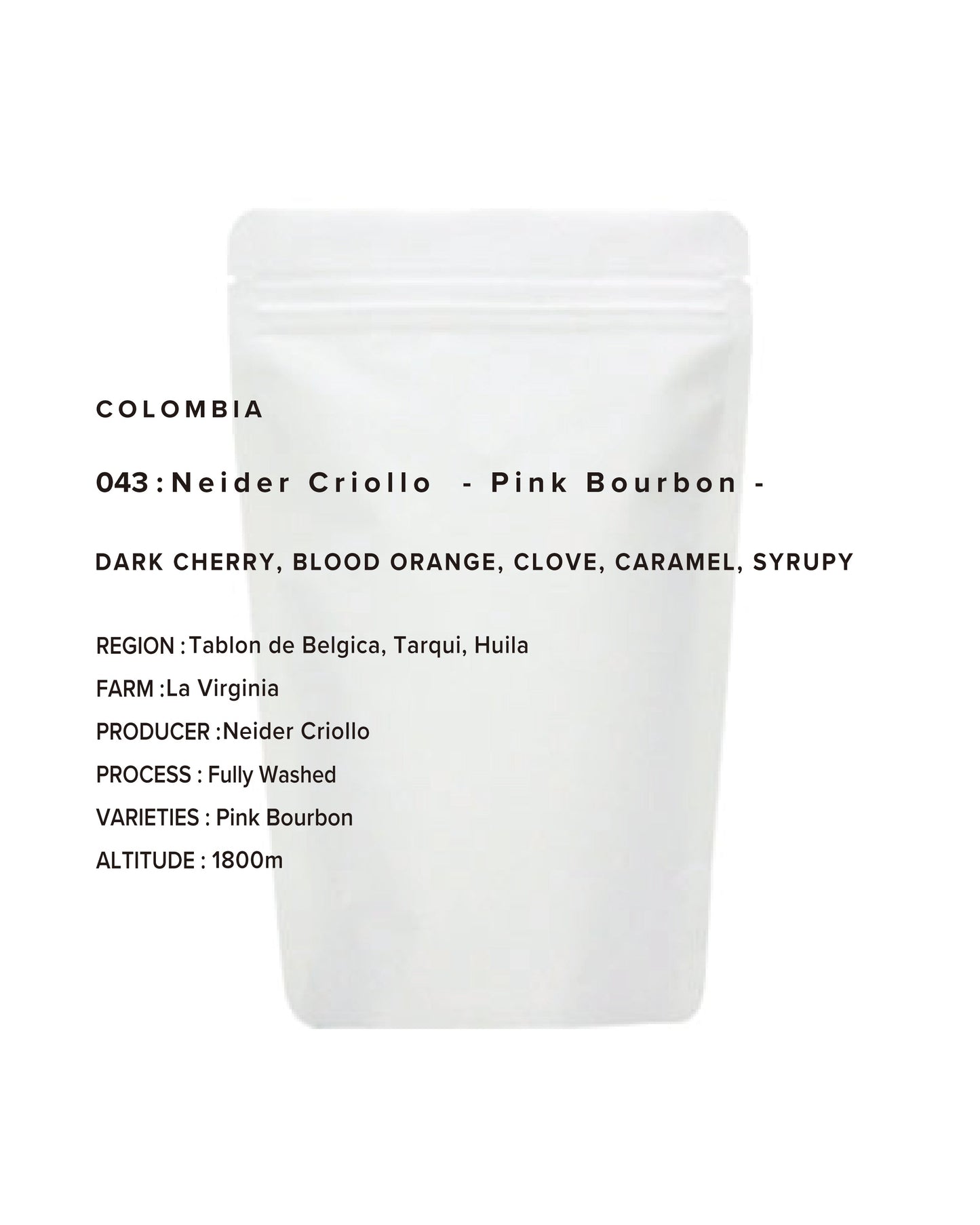 COLOMBIA Neider Criollo -Pink Bourbon- 150g