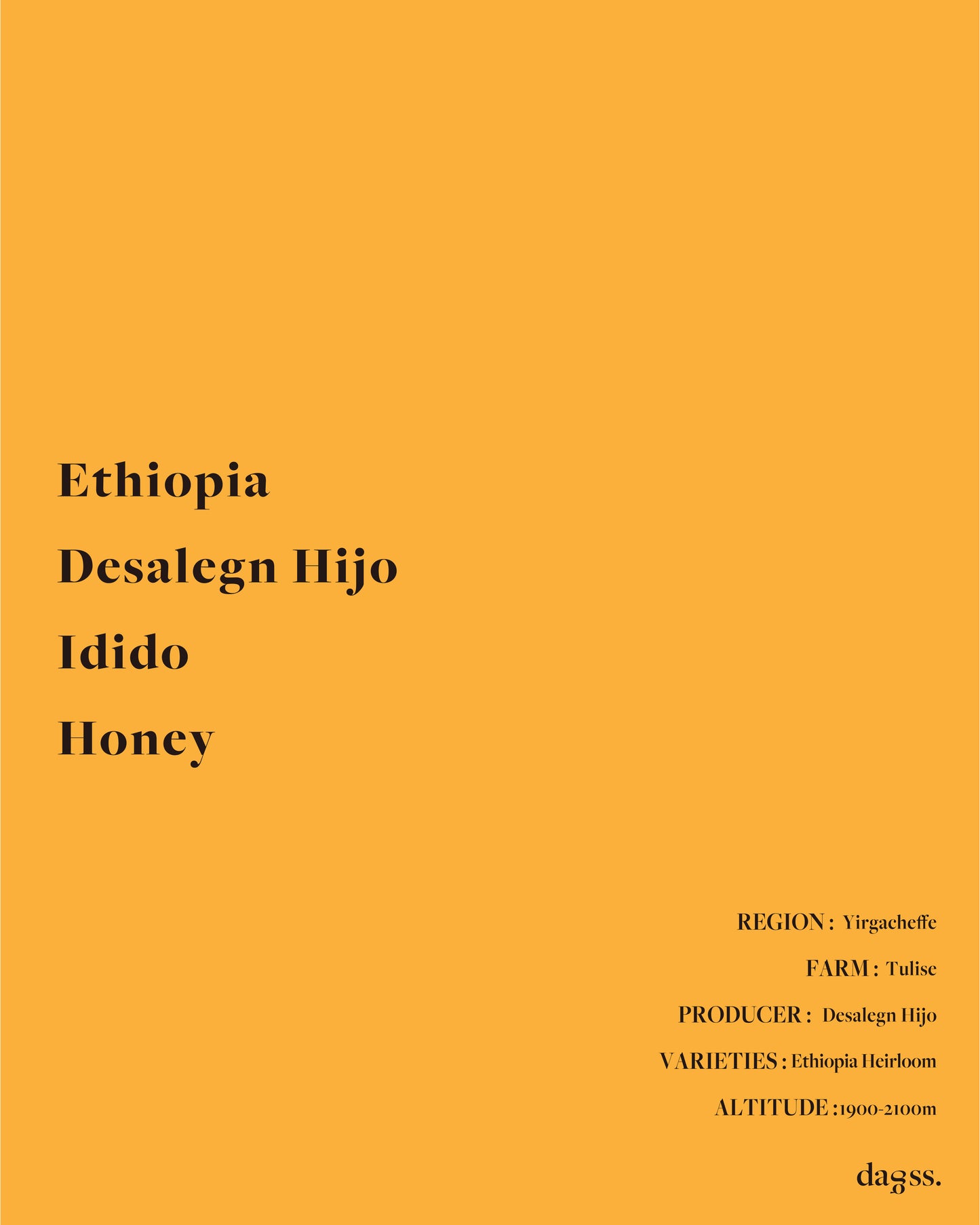 ETHIOPIA DESALEGN HIJO IDIDO HONEY 150g