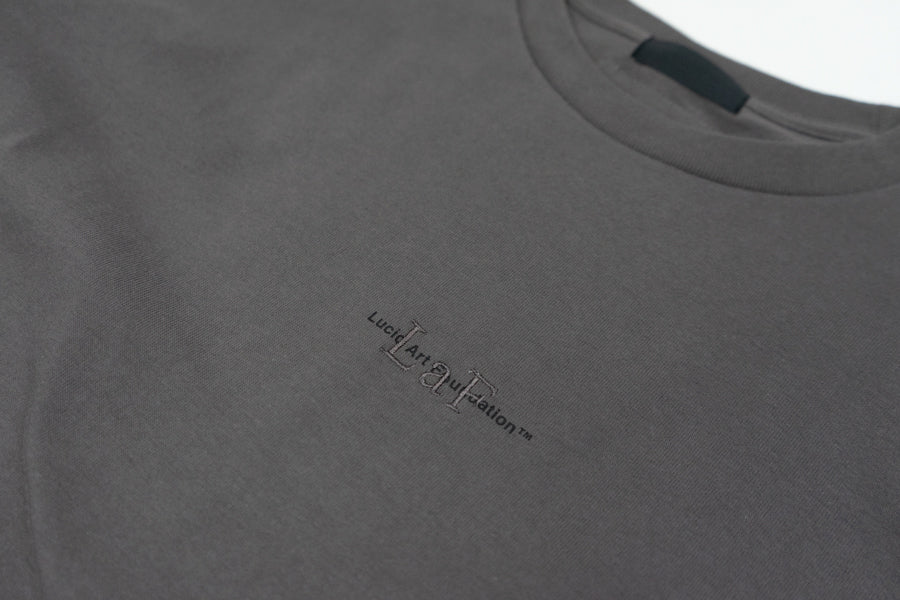 LOGO PRINT & EMBROIDERY  "LaF" TEE CHARCOAL